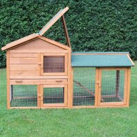 Kaninchenstall, Kleintierstall, Hasenstall Klopfer - mit hochwertiger Kunststoffschublade