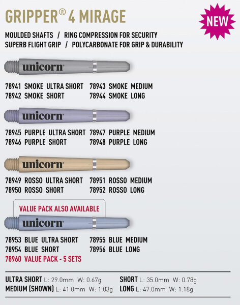 Unicorn Gripper 4 Mirage Shaft -- 1 Satz