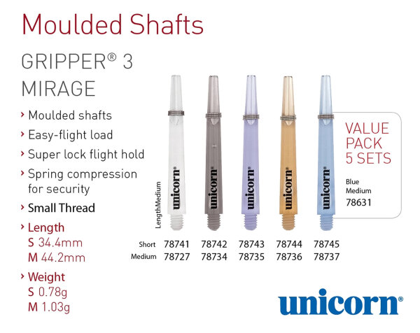 Unicorn Gripper 3 Mirage Shaft - m/blau -- 1 Pack