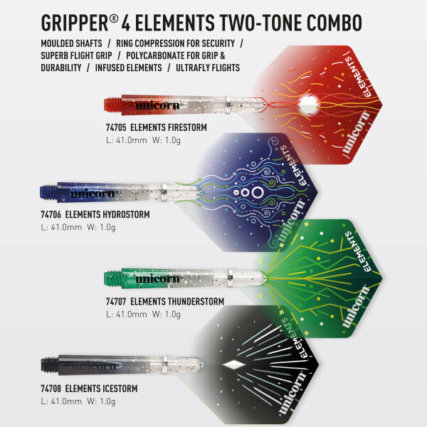 Unicorn Gripper 4 Elements Two-Tone Combo Shaft + Flight - m/firest. -- 1 Satz