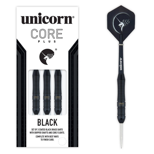 Unicorn Core Plus Black Brass 1 Steel Darts - 22g -- 1 Satz