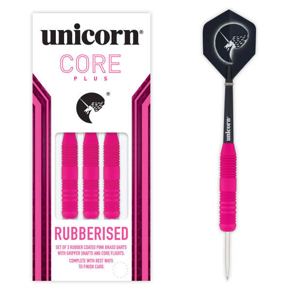 Unicorn Core Plus Rubberised Pink Steel Darts - 22g -- 1 Satz