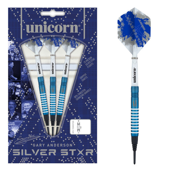Unicorn Silver Star Blue Gary Anderson Soft Darts -- 1 Satz
