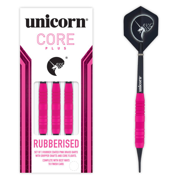 Unicorn Core Plus Rubberised Pink Brass Soft Darts - 17g -- 1 Satz