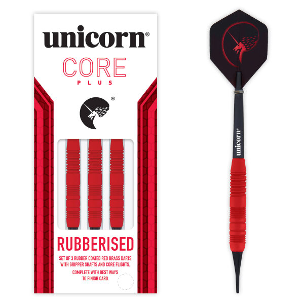 Unicorn Core Plus Rubberised Red Brass Soft Darts -- 1 Satz