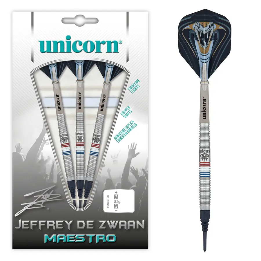 Unicorn Maestro Jeffrey de Zwaan P2 Black Soft Darts - 22g -- 1 Satz