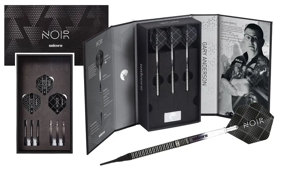 Unicorn World Champion Gary Anderson NOIR Soft Darts Presentation Box - 18g -- 1 Satz