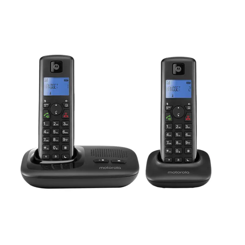 Motorola T412+ Digitales Schnurlostelefon (Duo, schwarz) inkl. Anrufbeantworter