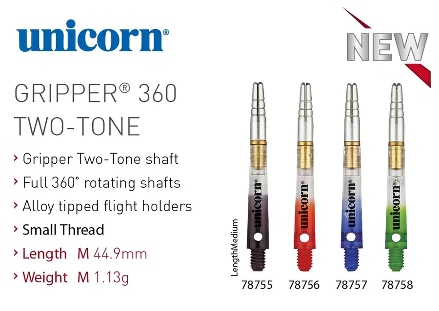 Unicorn Gripper 360 TWO-TONE Aluminium-Drehtops mit Polycarbonatshaft -- 1 Satz
