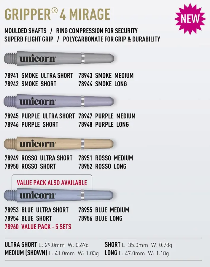 Unicorn Gripper 4 Mirage Shaft -- 1 Satz