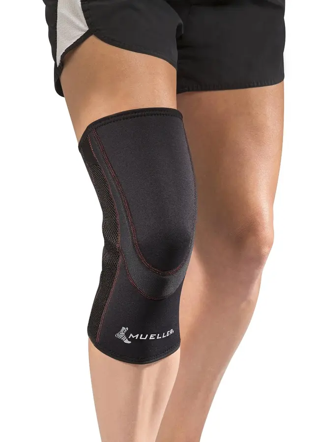 MUELLER Kniebandage ohne Patellaöffnung, atmungsaktiv, schwarz -- 1 Stck