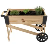 Pflanzschubkarre Pflanzfass Garten Deko Blumenkarre Pflanztrog aus Holz – view 2