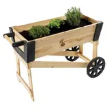 Pflanzschubkarre Pflanzfass Garten Deko Blumenkarre Pflanztrog aus Holz – view 3