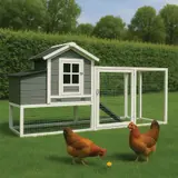 Hühnerhaus Kleintierstall aus FSC-zertifiziertem Holz grau/weiß – view 1