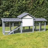 Kaninchenstall Picasso grau_weiss mit PVC Welldach – Ansicht 10