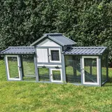 Kaninchenstall Picasso grau_weiss mit PVC Welldach – Ansicht 3