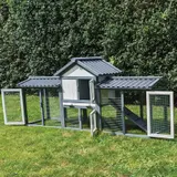 Kaninchenstall Picasso grau_weiss mit PVC Welldach – Ansicht 5