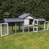 Kaninchenstall Picasso grau_weiss mit PVC Welldach – Ansicht 7