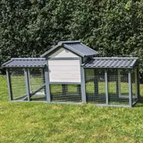 Kaninchenstall Picasso grau_weiss mit PVC Welldach – Ansicht 8