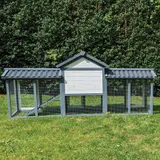 Kaninchenstall Picasso grau_weiss mit PVC Welldach – Ansicht 9